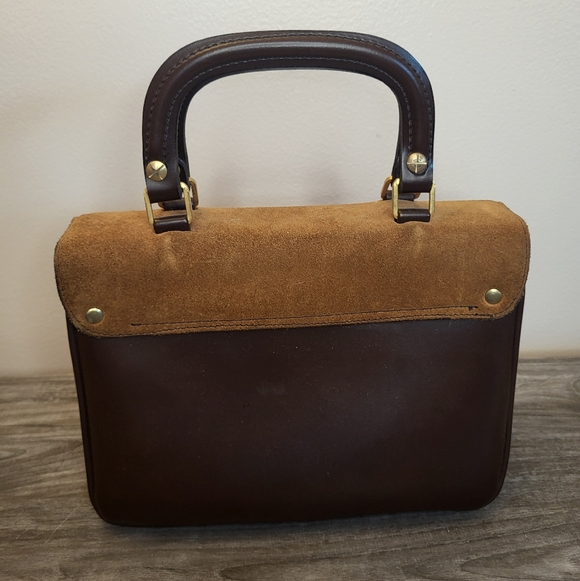 Vintage Foka Of Spain Two Tone Brown Suede & Leather Top Handle Bag MCM - Picture 2 of 12